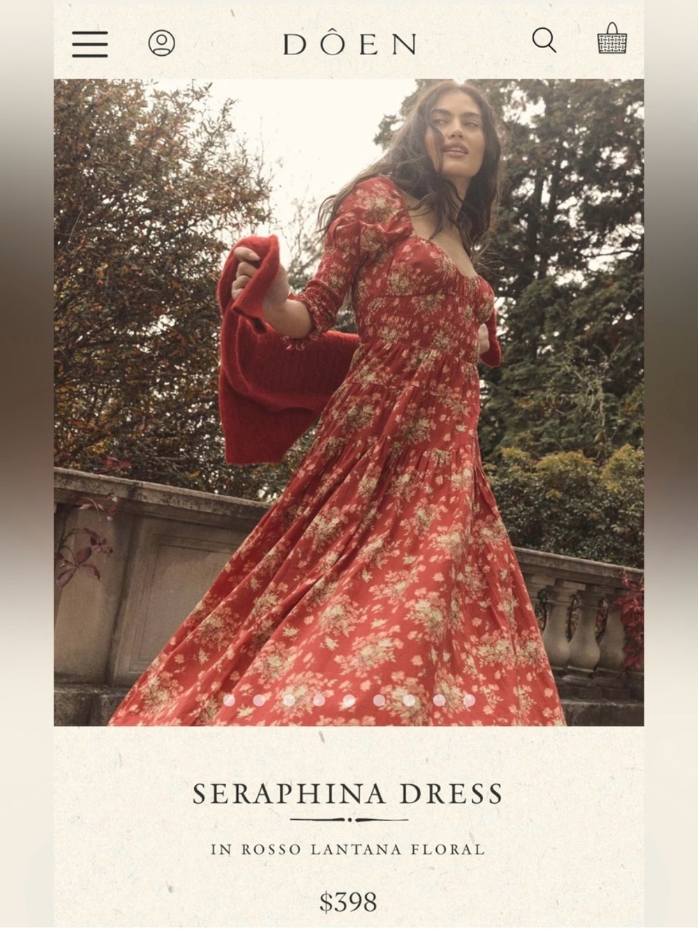 Gorgeous NWT$400 Doen Maxi Seraphina Dress - Rosso Lantana Floral Size Medium